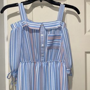 🐘🌹Girls striped cold shoulder dress